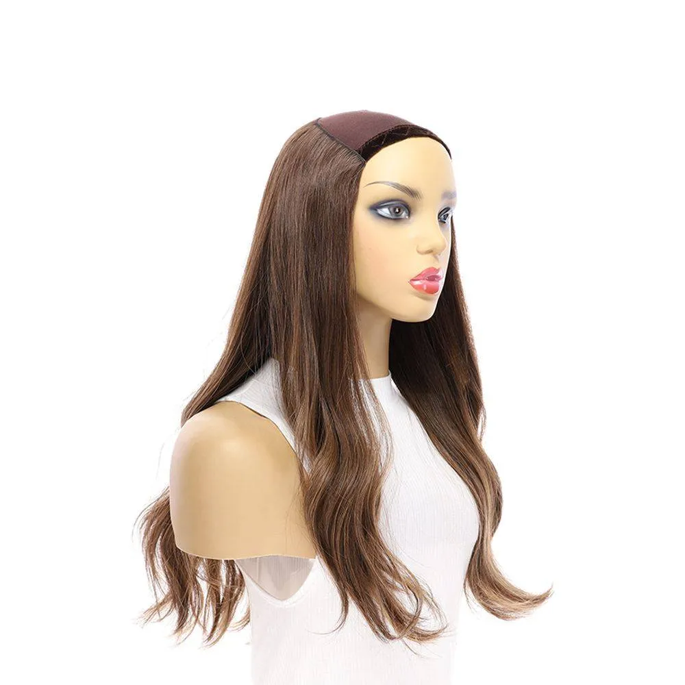 24" HatFall Wig Layered Medium Brown Balayage