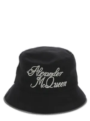 Alexander McQueen Logo Embroidered Flat Brim Bucket Hat