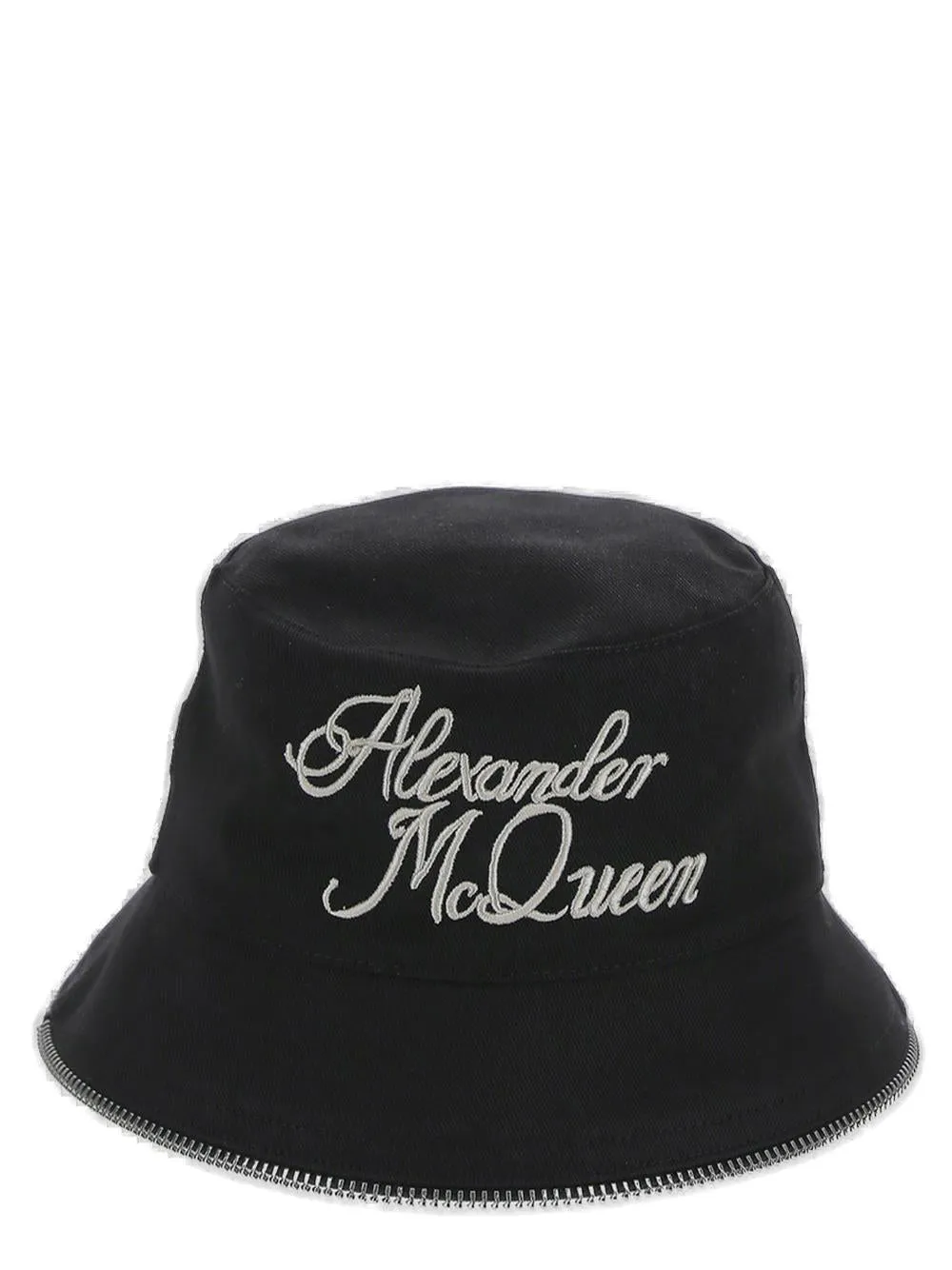 Alexander McQueen Logo Embroidered Flat Brim Bucket Hat