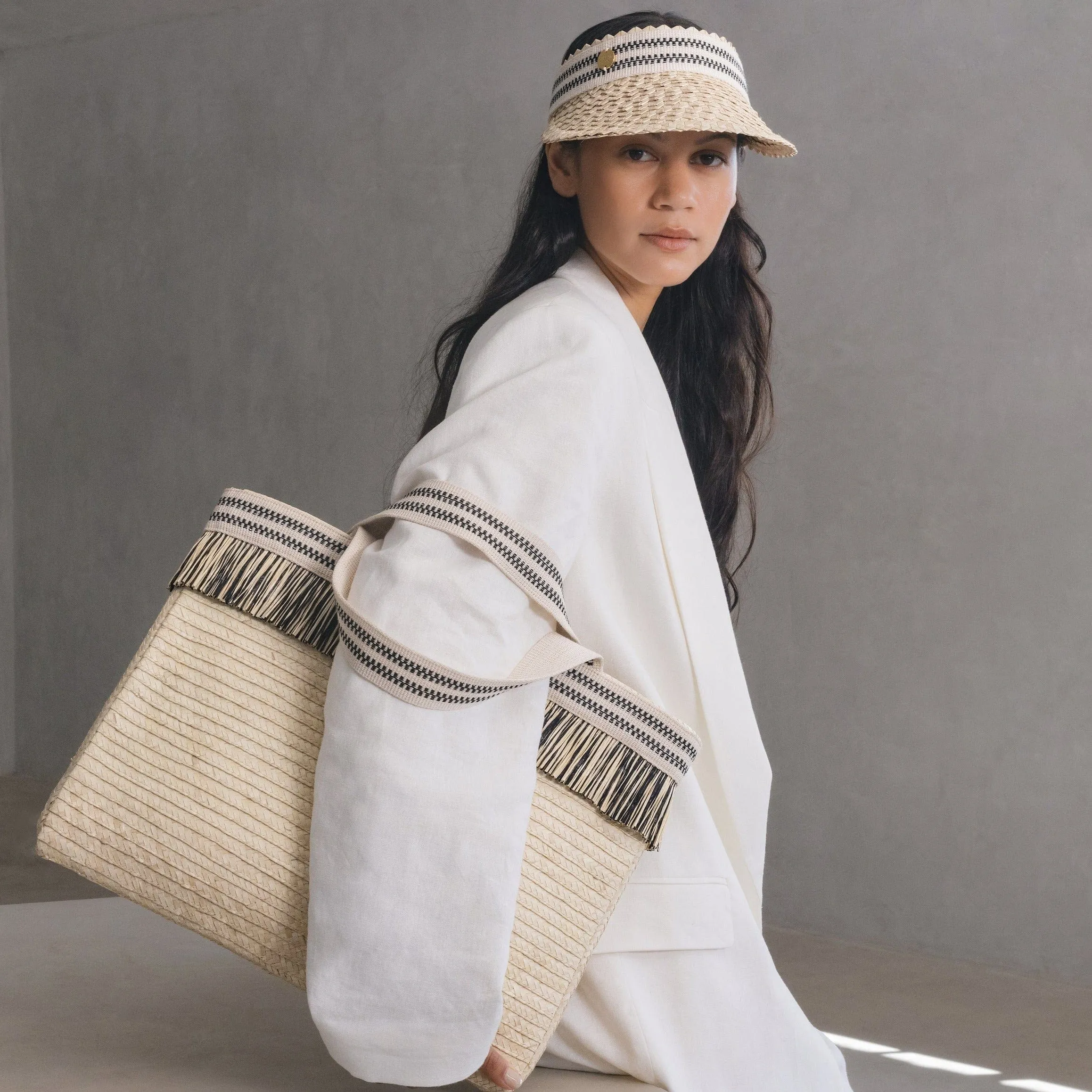 Amed Handwoven  Sun Visor | Natural & Black