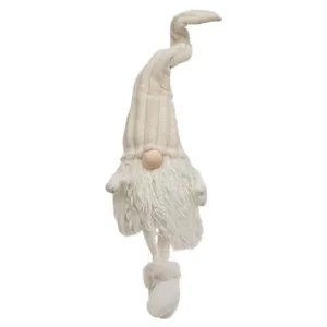 *Dangle Leg Plush Cream Gnome w/Ribbed Hat