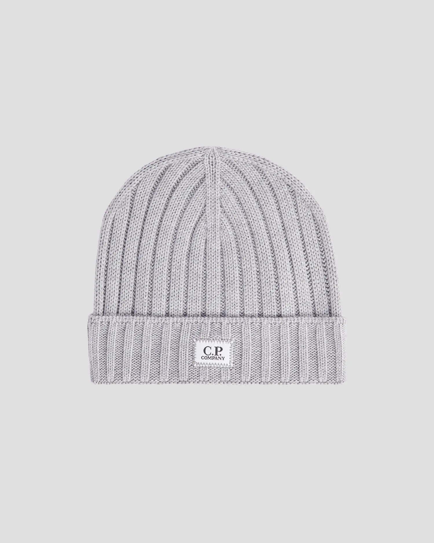 Extra Fine Merino Wool Logo Beanie Grey Melange