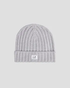 Extra Fine Merino Wool Logo Beanie Grey Melange