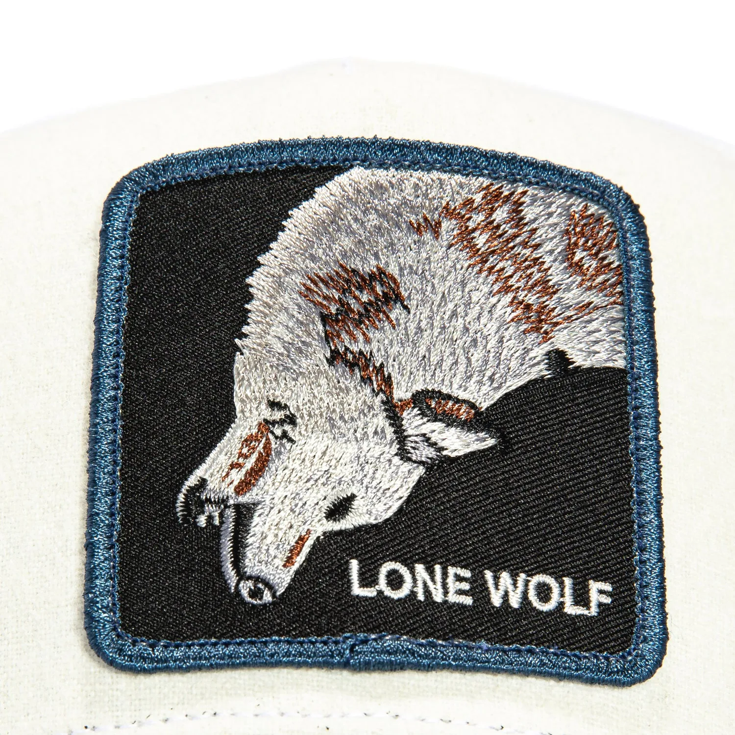 Goorin Bros Flow Lone Wolf Adjustable Trucker Snapback Hat - White. Navy
