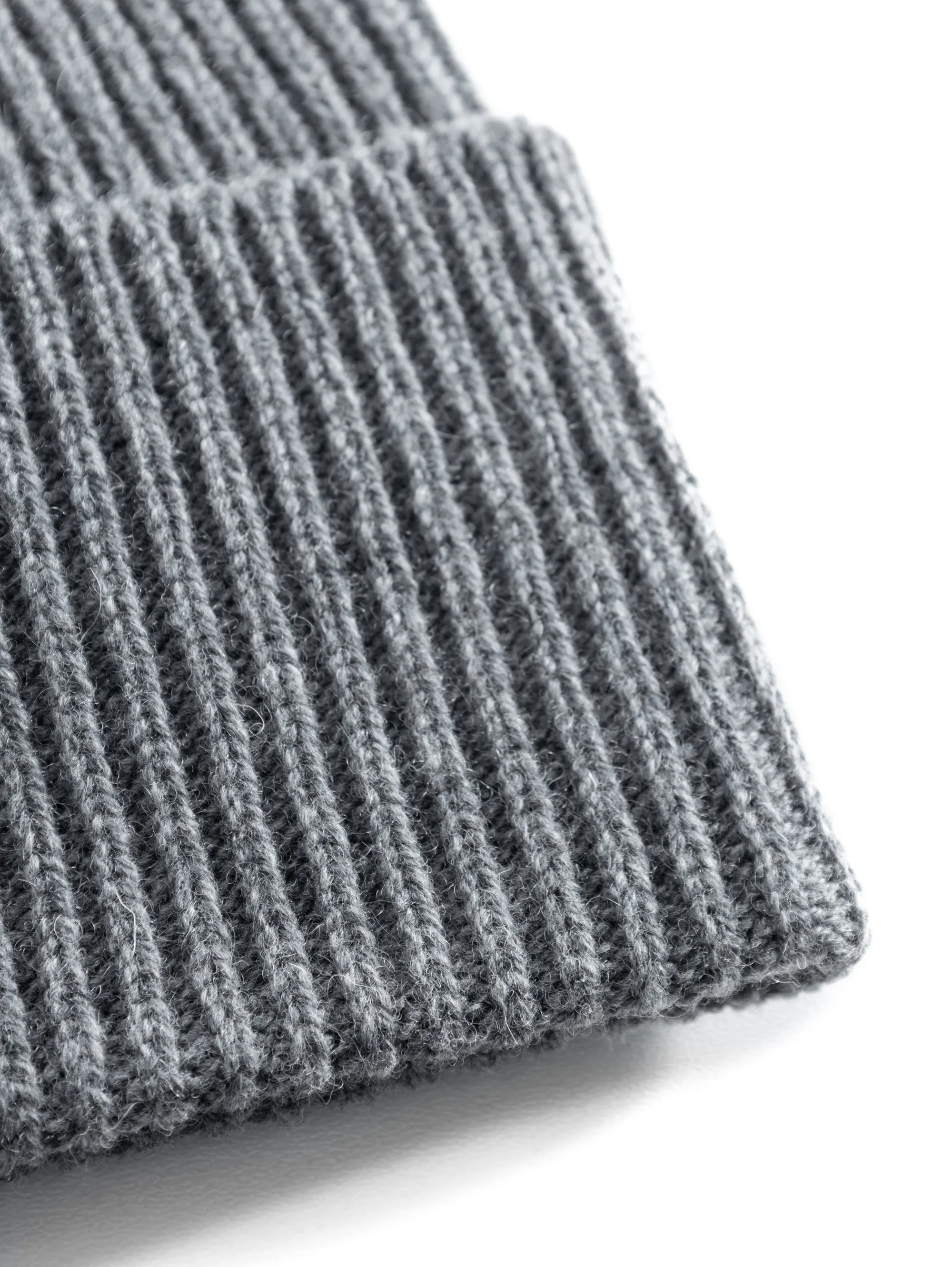 Gray Ribbed Wool Hat