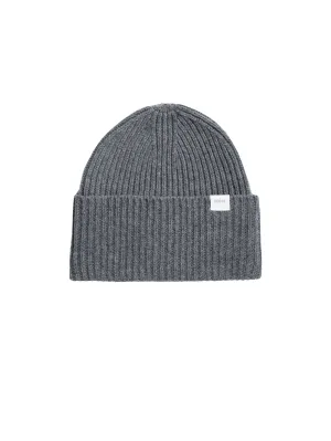 Gray Ribbed Wool Hat
