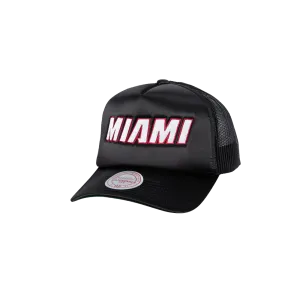 Michell & Ness Miami HEAT Satin Trucker Hat
