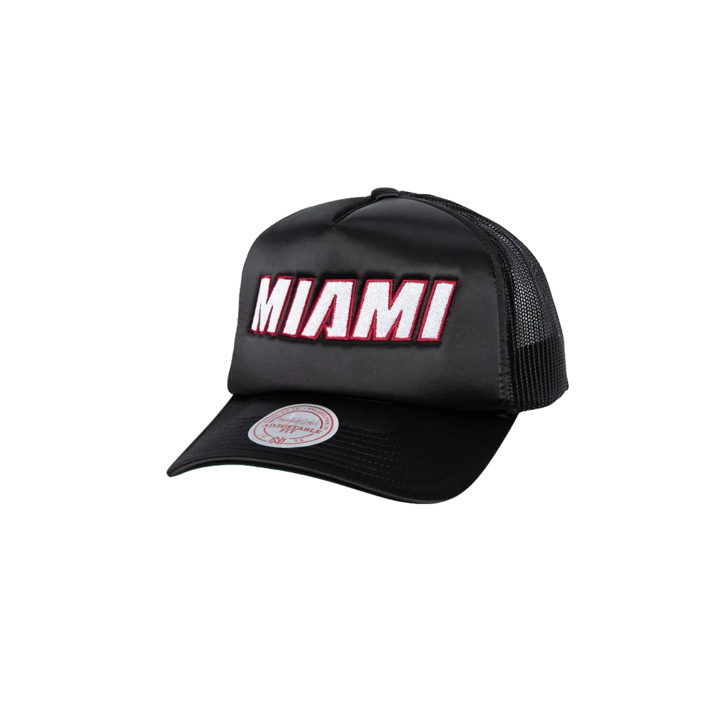 Michell & Ness Miami HEAT Satin Trucker Hat
