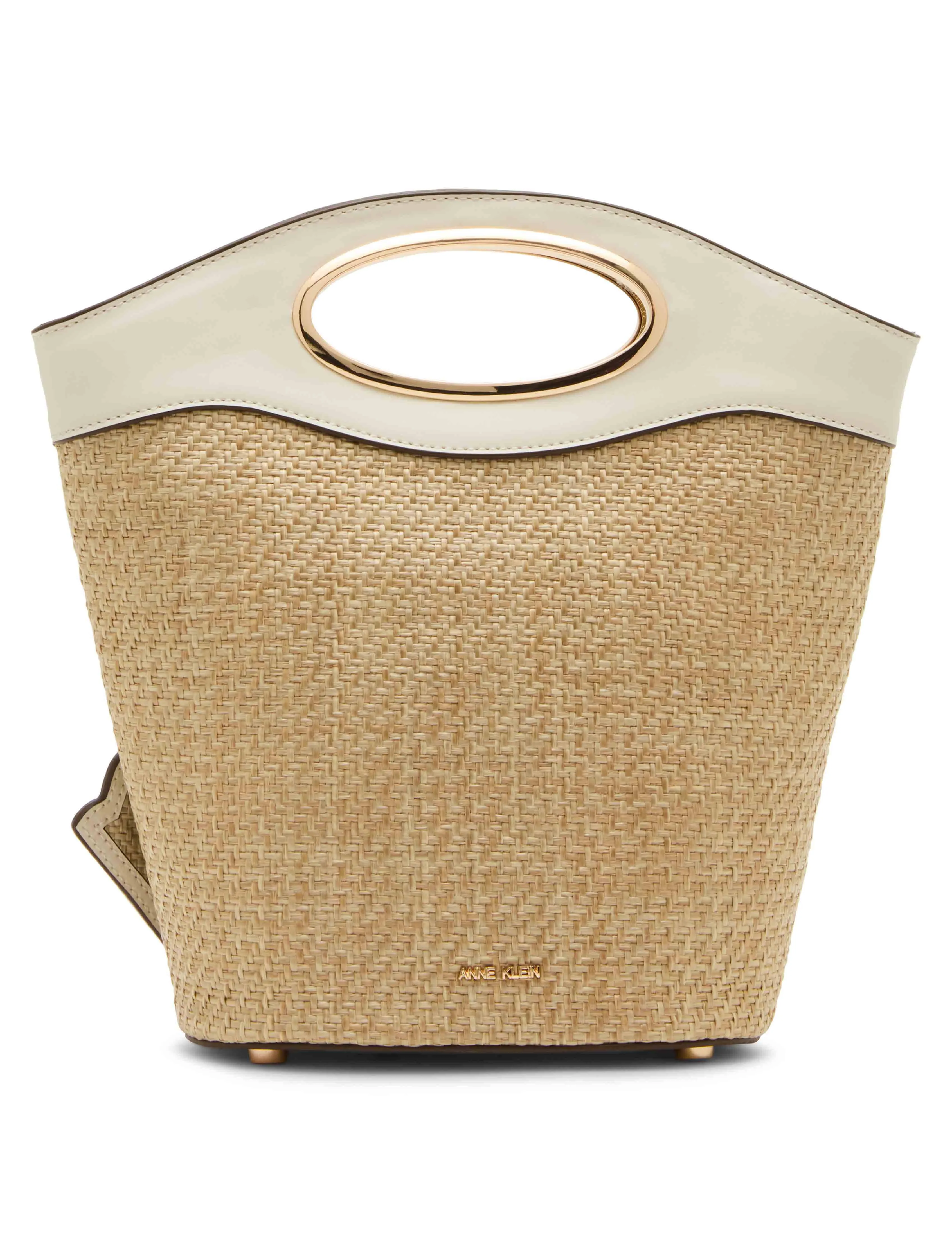 Oval Handle Straw Bucket with Shell Mirror