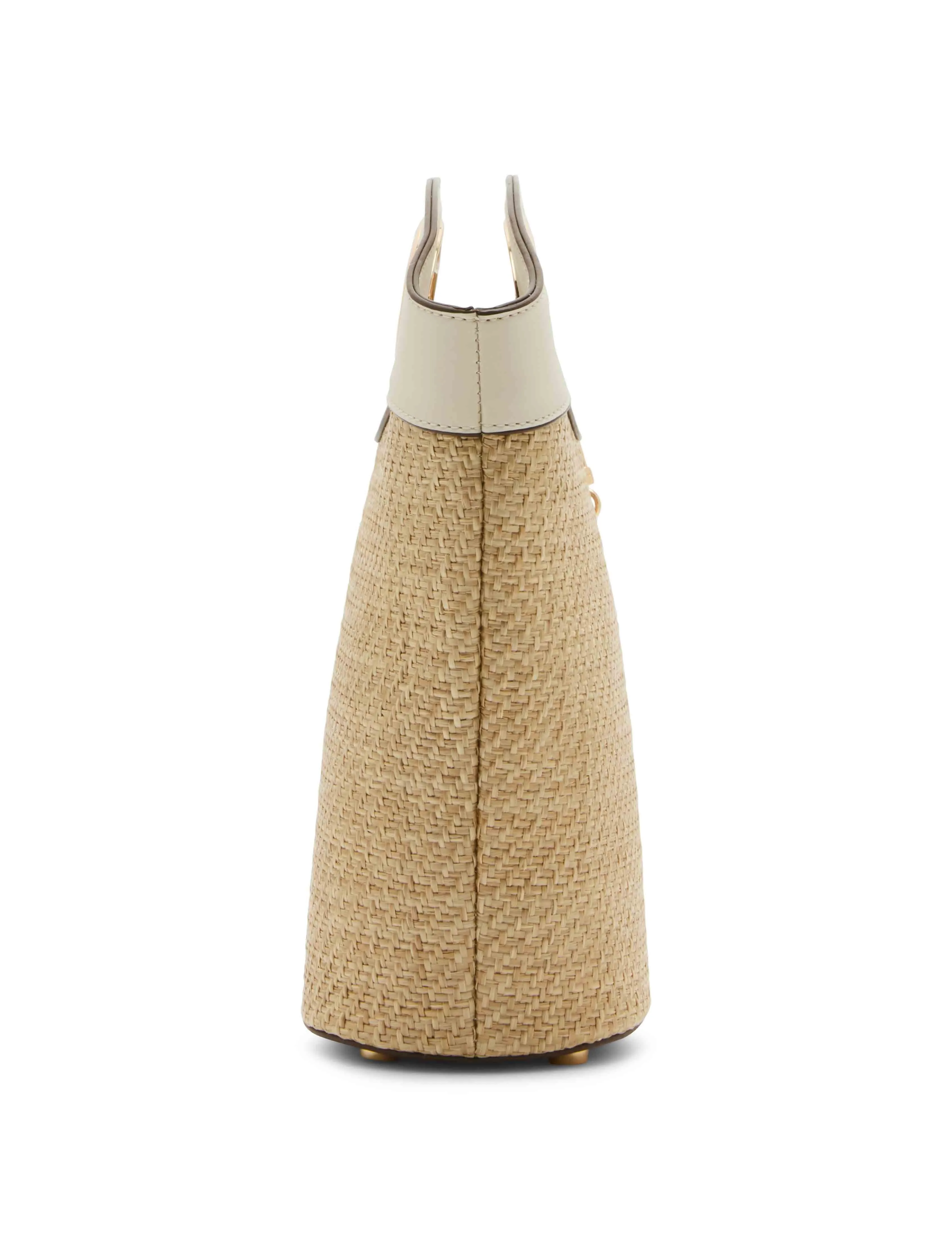 Oval Handle Straw Bucket with Shell Mirror