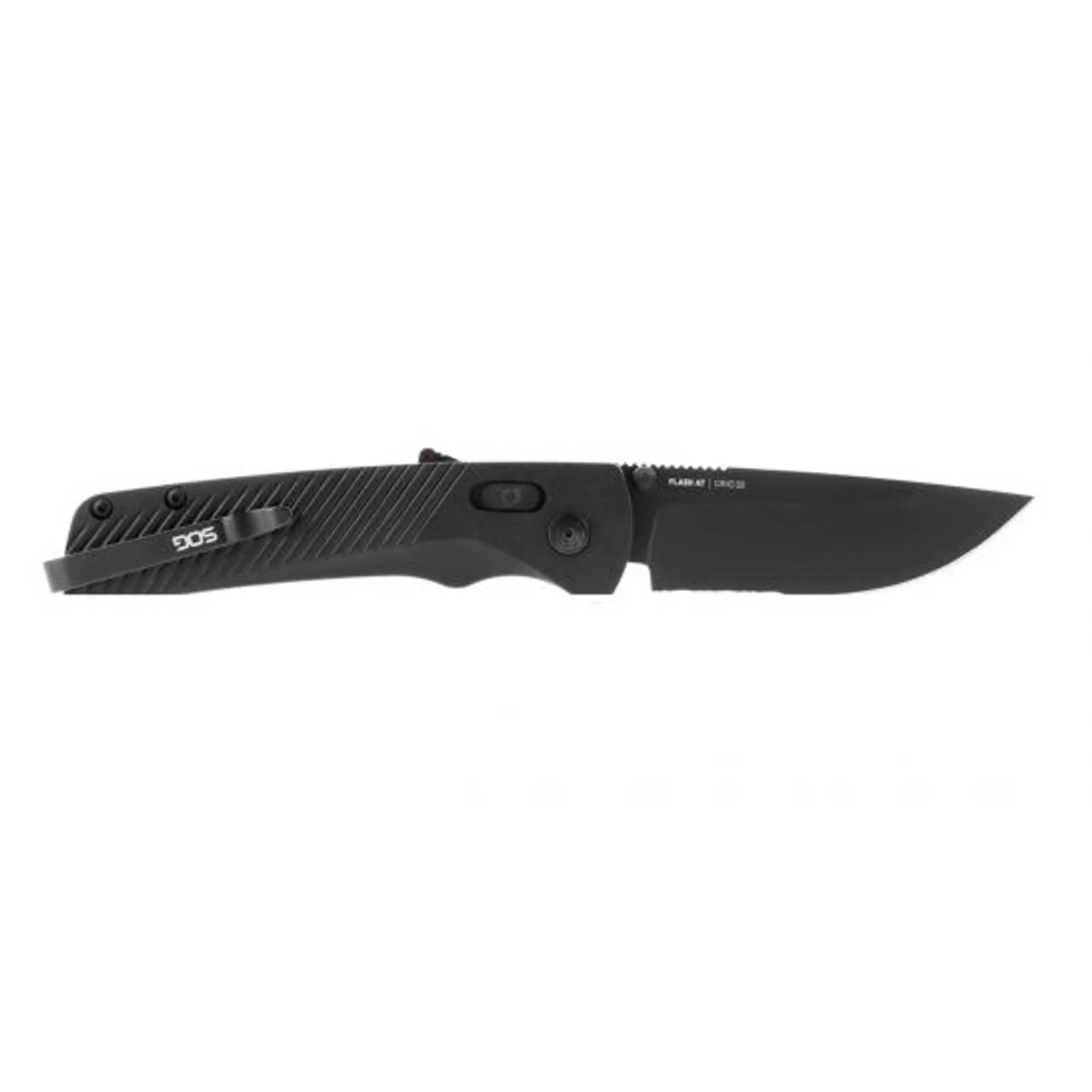 SOG Folding Knife - Flash AT Partially Serrated Blade Blackout Handle | 11-18-02-41