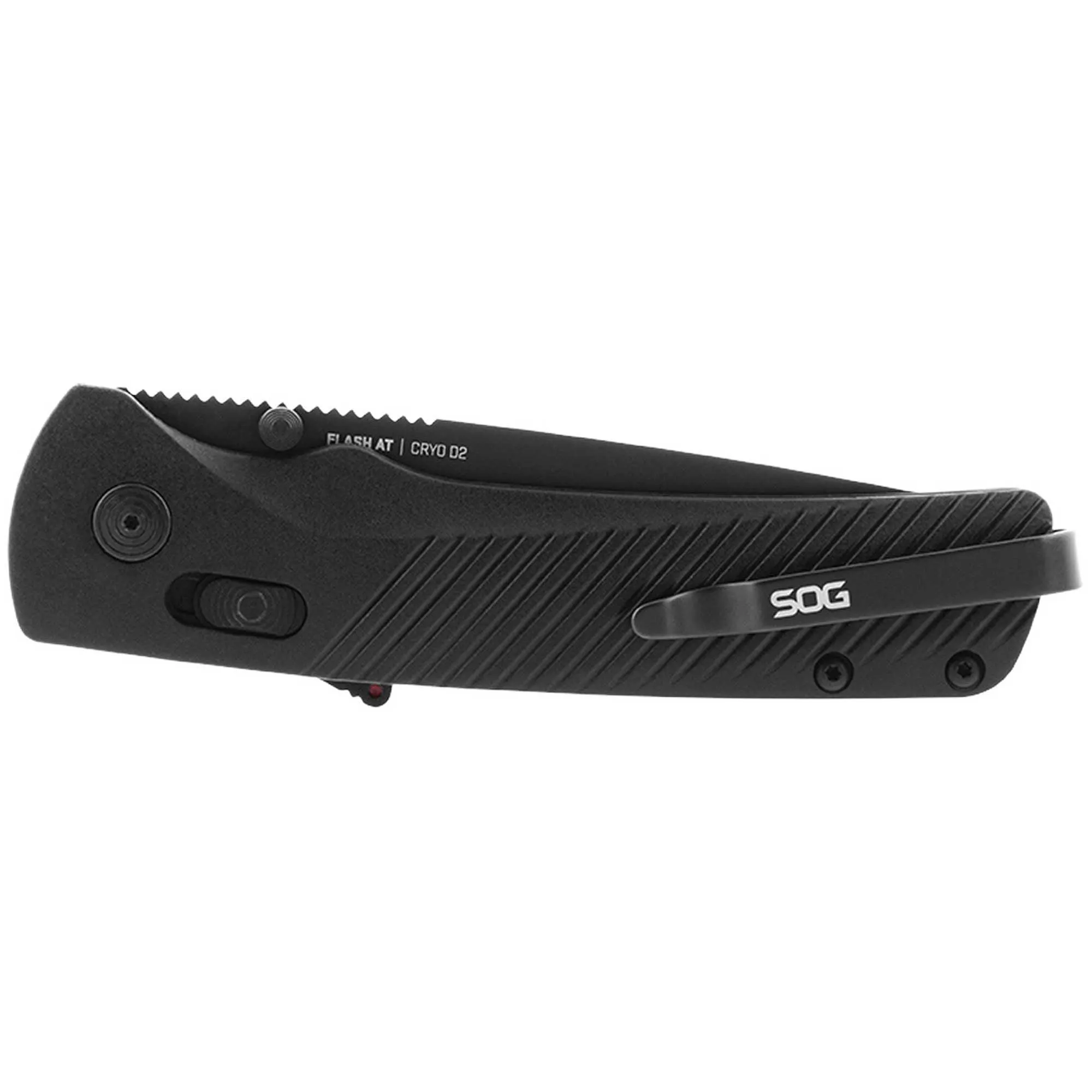 SOG Folding Knife - Flash AT Plain Edge Blade with Blackout Handle | 11-18-01-41