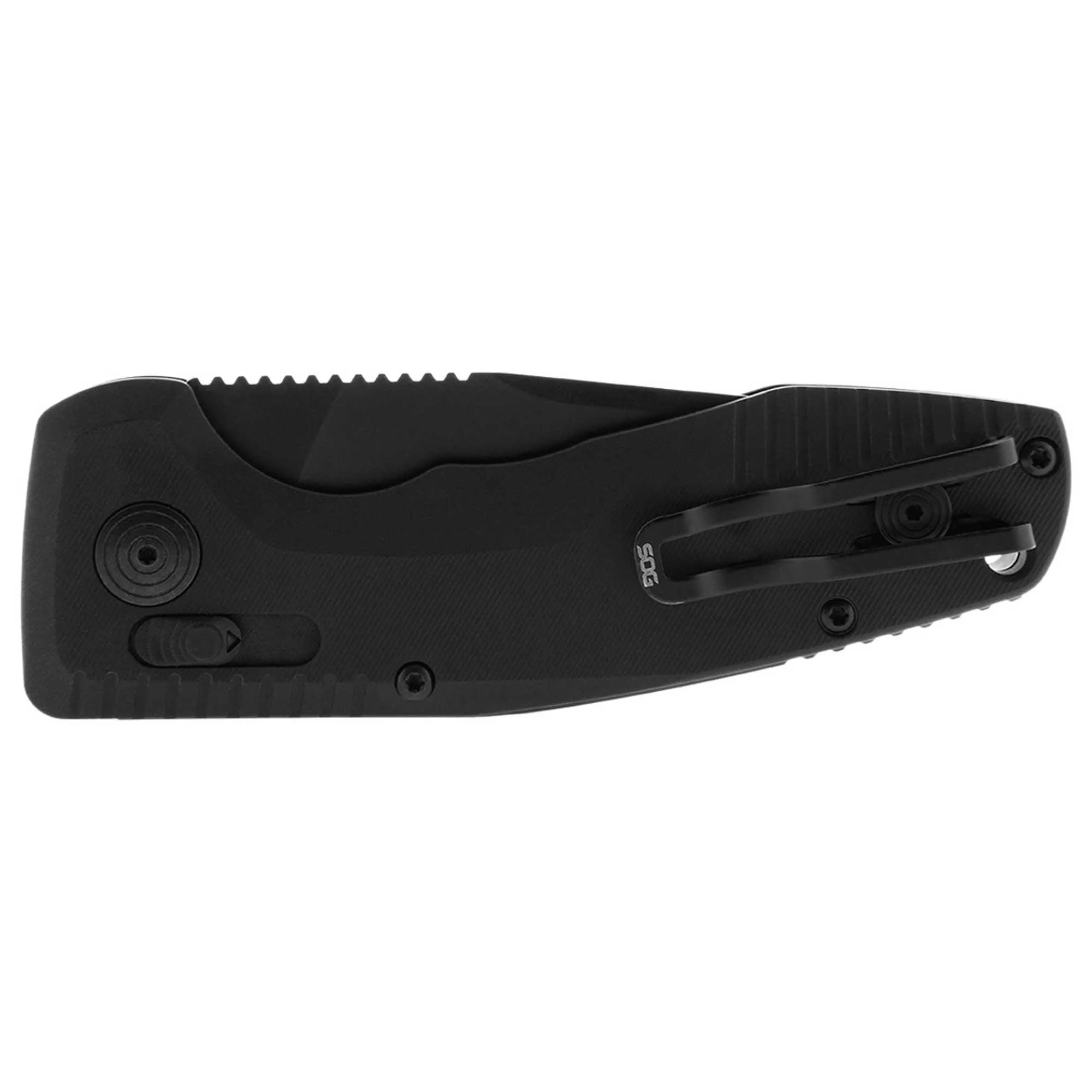 SOG Folding Knife - Tac AU Compact Black Partially Serrated Edge Blade | 15-38-08-57
