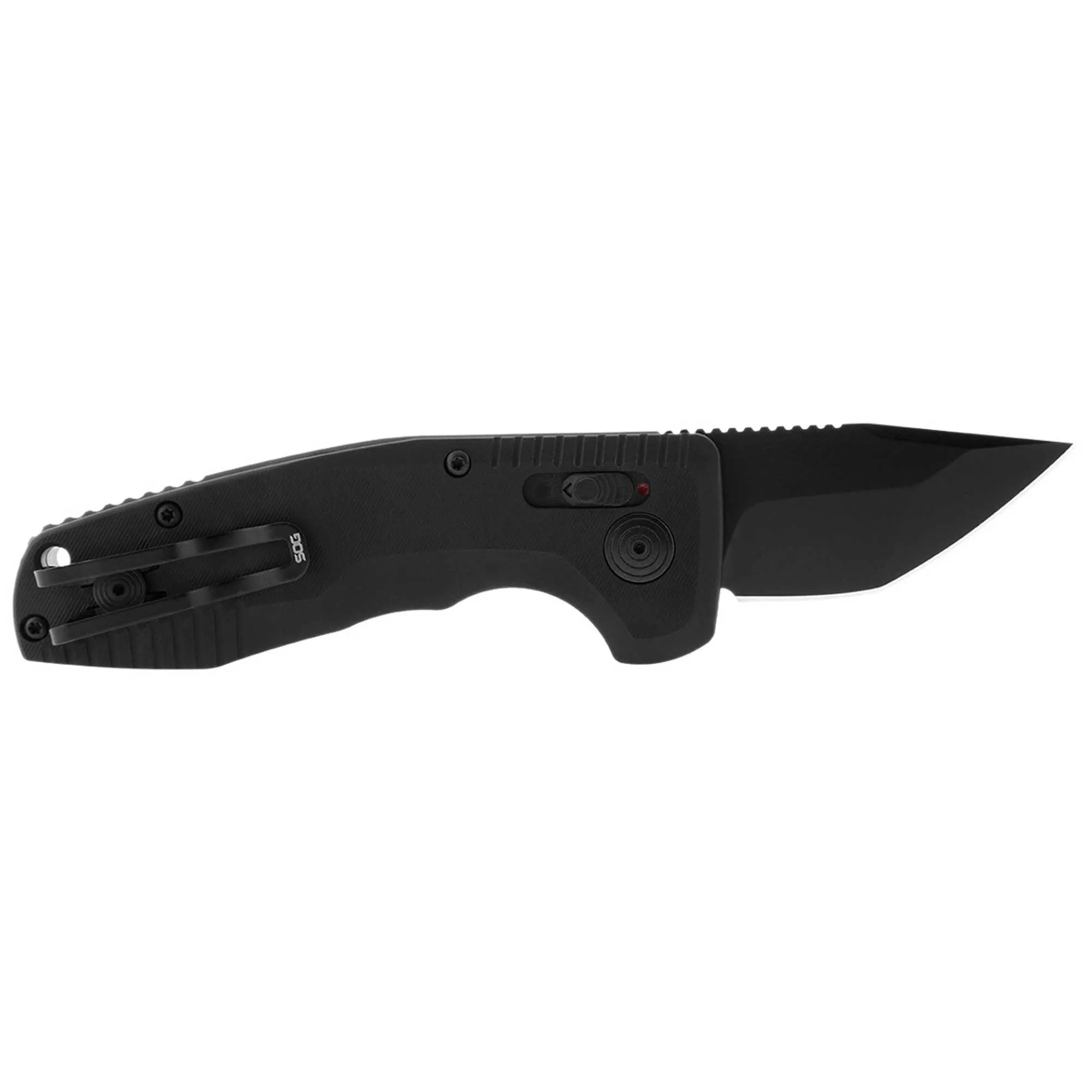 SOG Folding Knife - Tac AU Compact Black Tanto Plain Edge Steel Blade | 15-38-14-57