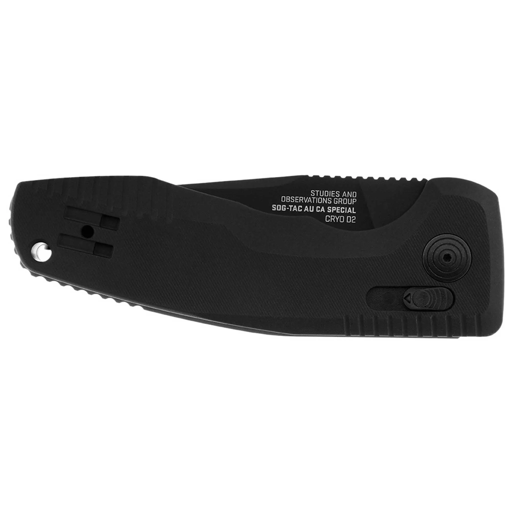 SOG Folding Knife - Tac AU Compact Black Tanto Plain Edge Steel Blade | 15-38-14-57