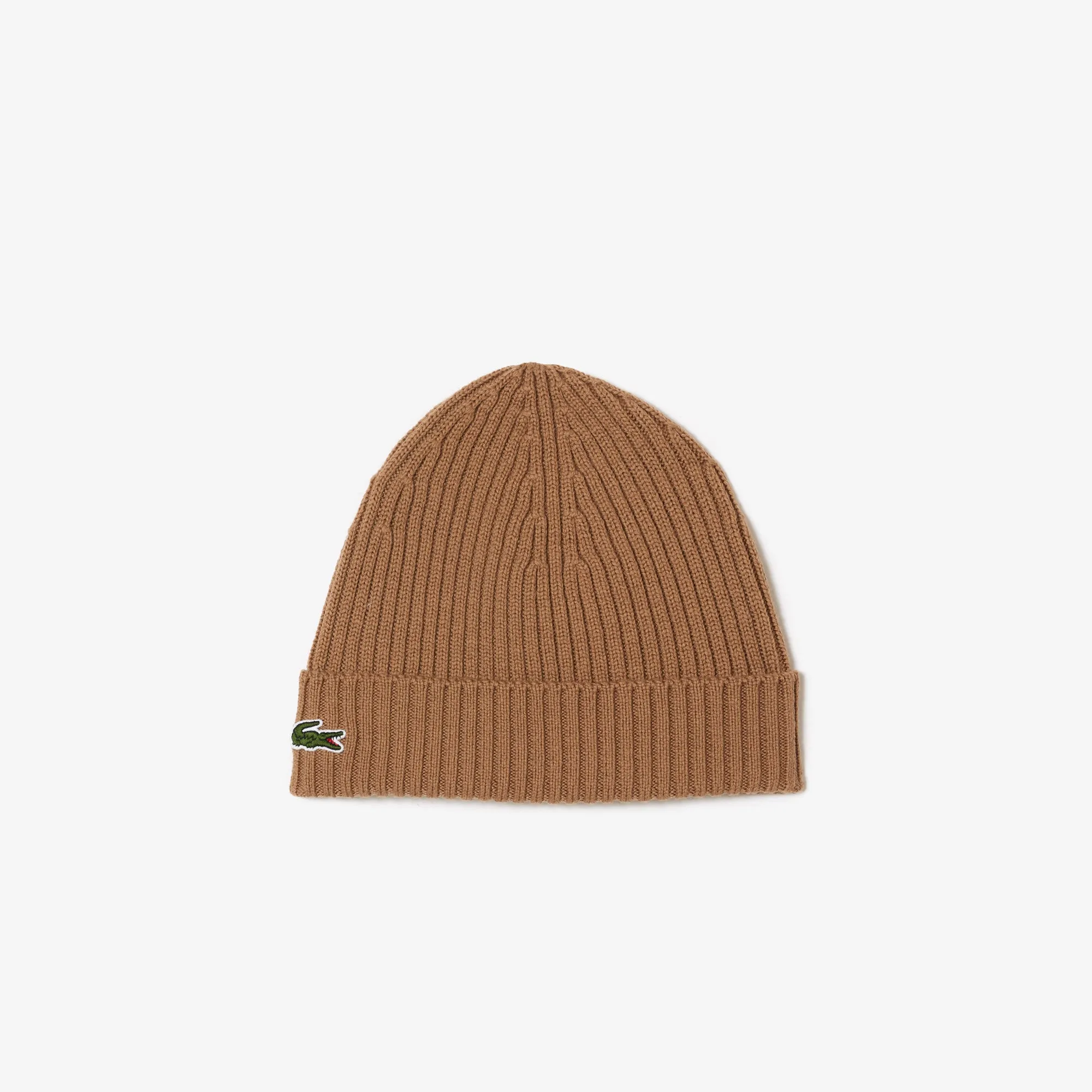 Unisex Ribbed Wool Beanie Brown