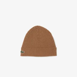 Unisex Ribbed Wool Beanie Brown