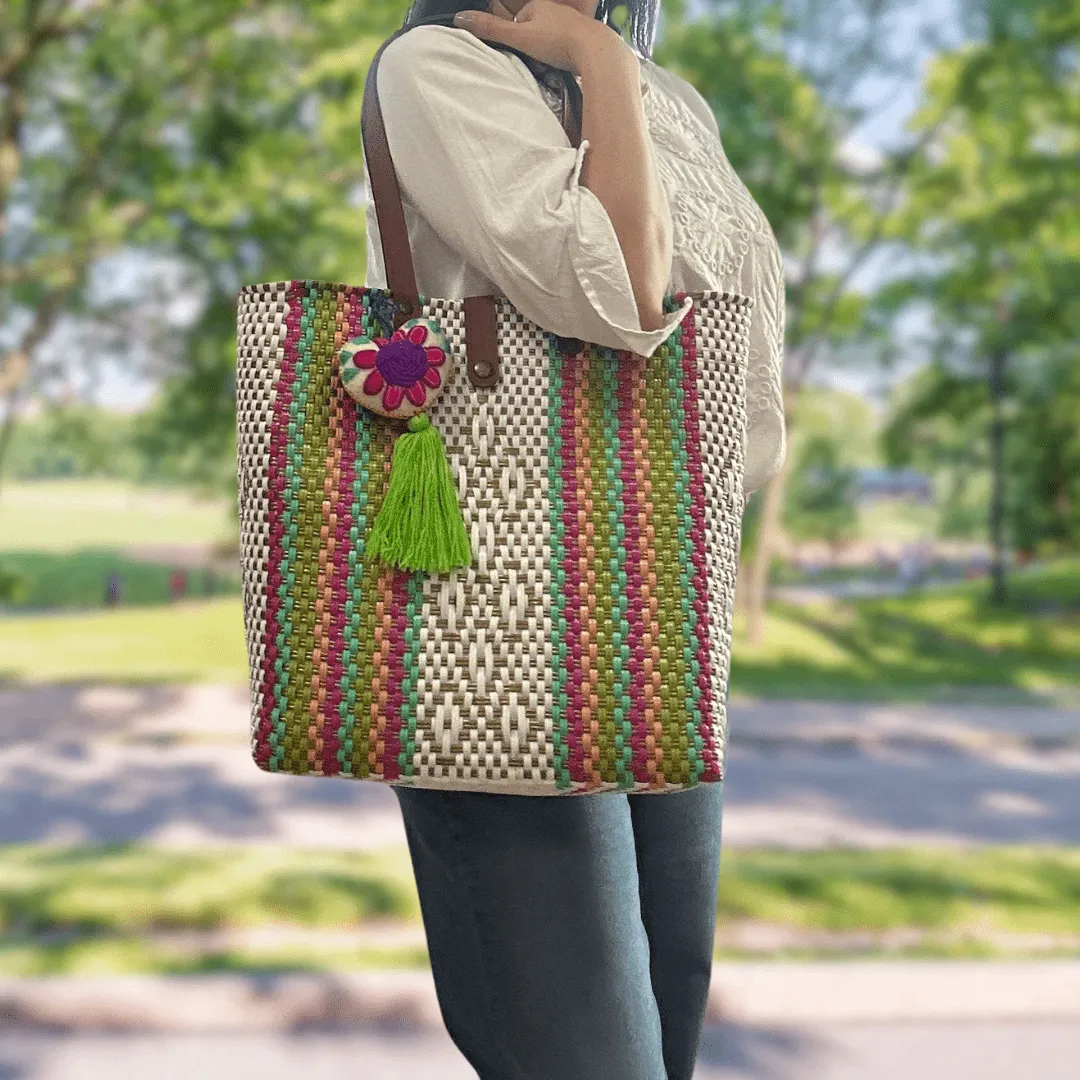 Upcycled Handwoven MD Tejana Tote - Black Diamond