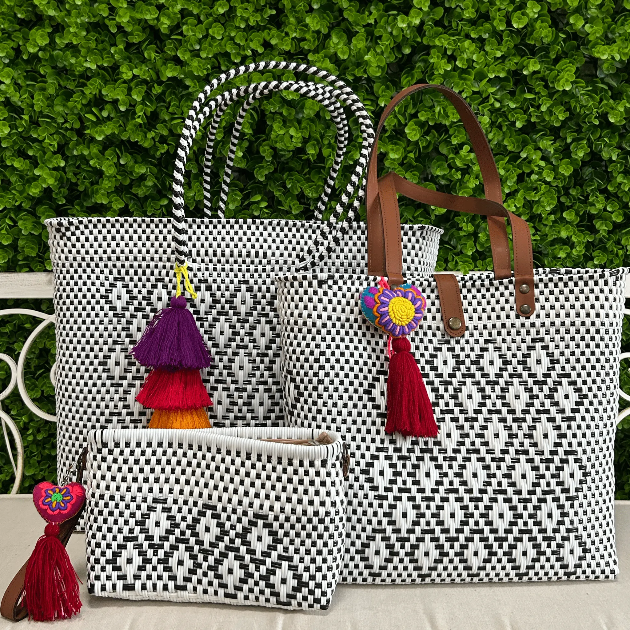 Upcycled Handwoven MD Tejana Tote - Black Diamond