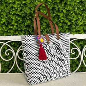 Upcycled Handwoven MD Tejana Tote - Black Diamond