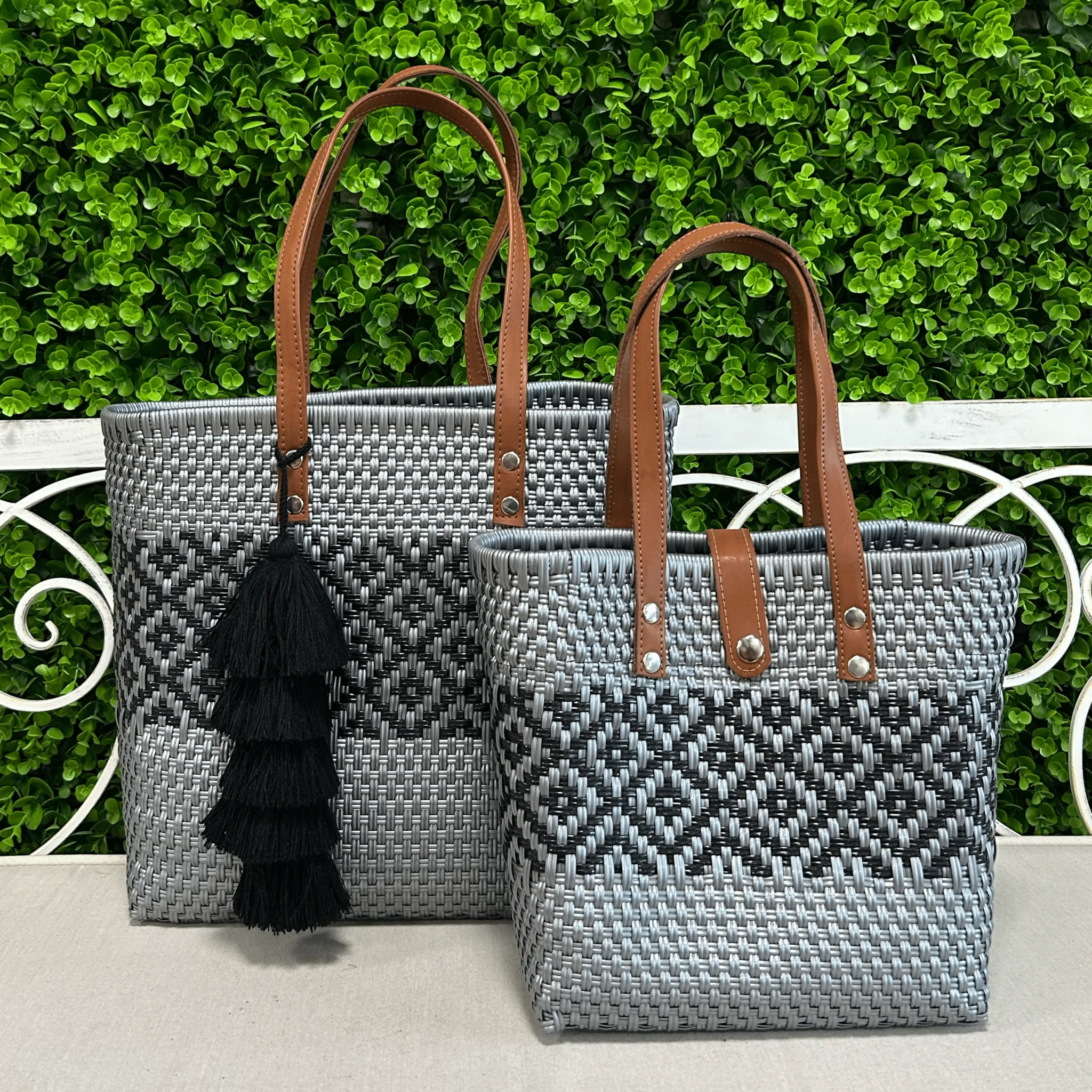 Upcycled Handwoven SM Tejana Handbag - Silver