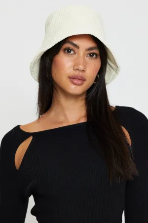White Corduroy Bucket Hat