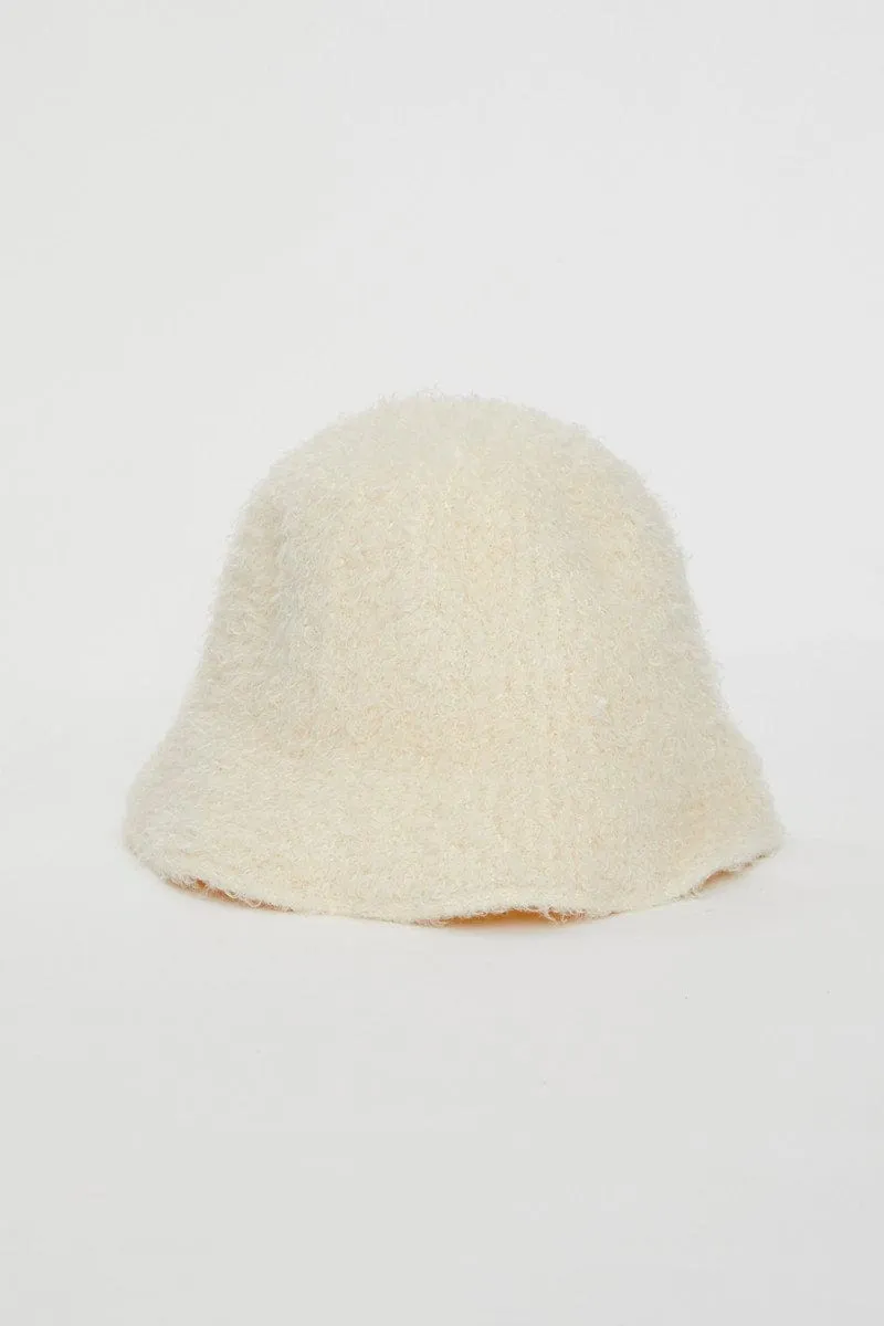 White Fuzzy Bucket Hat